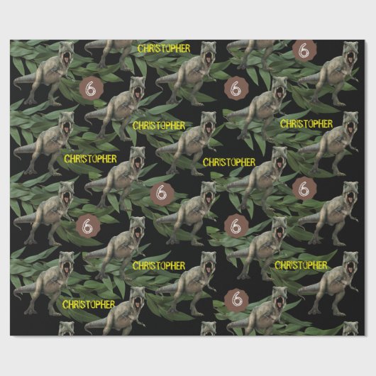 Dinosaur Party Kids Birthday Trex Cadeaupapier (Vlak)