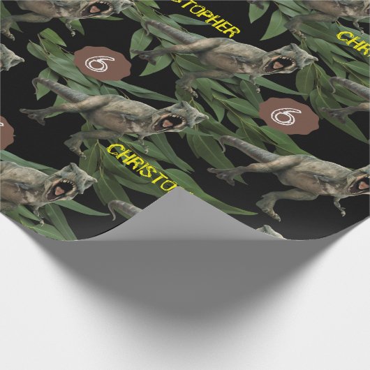 Dinosaur Party Kids Birthday Trex Cadeaupapier (Hoek)