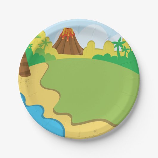 Dinosaur Party Paper Borden Papieren Bordje (Voorkant)