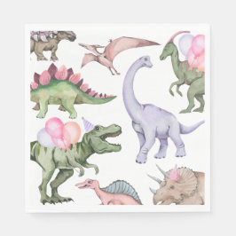 Dinosaur Party servetten voor meisjes