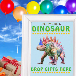 Dinosaur Party Sign: Laat geschenken hier vallen Poster