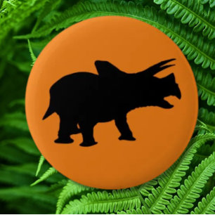 Dinosaur Party Sinaasappel Ronde Button 5,7 Cm