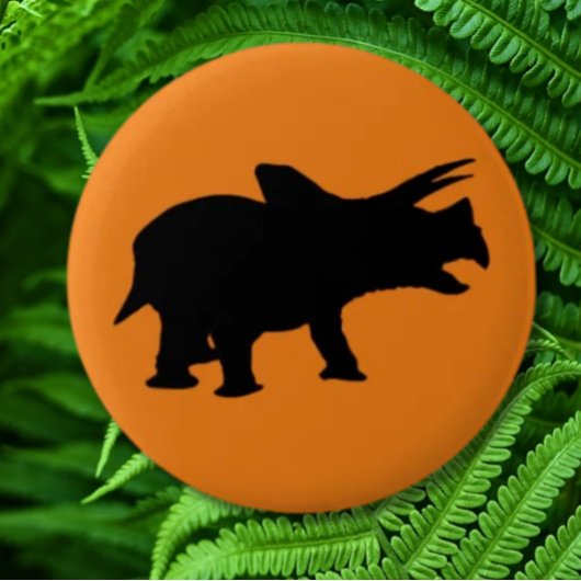 Dinosaur Party Sinaasappel Ronde Button 5,7 Cm