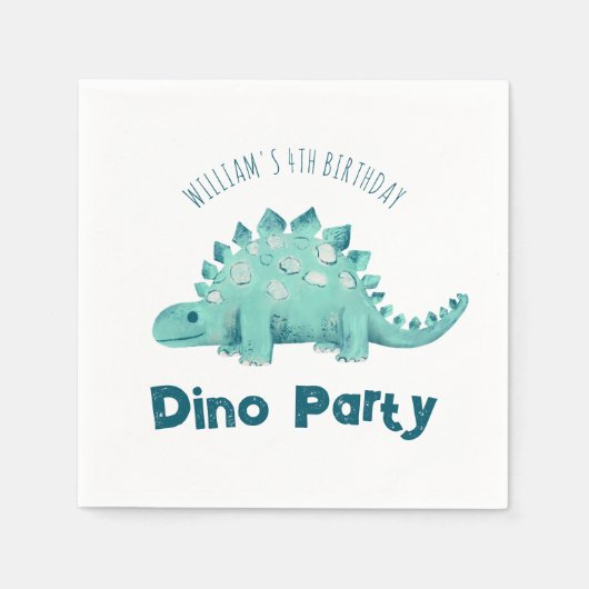 Dinosaur Party Stegosaurus Kids Verjaardag Servet (Voorkant)