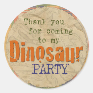 Dinosaur Party Sticker - Bedankt voor Coming