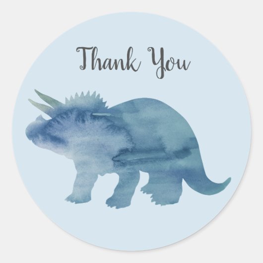 Dinosaur Party Triceratops Dank u Stickers (Voorkant)