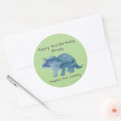 Dinosaur Party Triceratops Groen Ronde Sticker (Envelop)