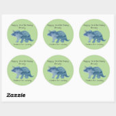 Dinosaur Party Triceratops Groen Ronde Sticker (Vel)