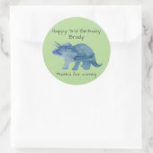 Dinosaur Party Triceratops Groen Ronde Sticker (Tas)