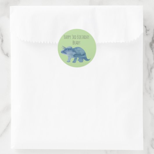 Dinosaur Party Triceratops Ronde Sticker (Tas)