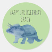 Dinosaur Party Triceratops Ronde Sticker (Voorkant)