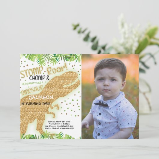 Dinosaur Party-uitnodigingen voor kinderen Kaart (Staand voorkant)