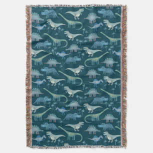 Dinosaur Pattern Blauwgroen Green Deken