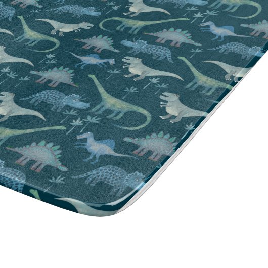 Dinosaur Pattern Blauwgroen Green Snijplank (Hoek)
