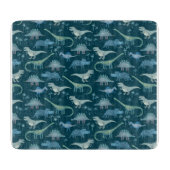 Dinosaur Pattern Blauwgroen Green Snijplank (Voorkant)