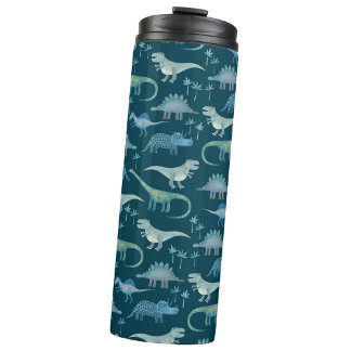 Dinosaur Pattern Blauwgroen Green Thermosbeker