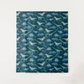 Dinosaur Pattern Blauwgroen Green Wandkleed (Voorkant)