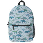 Dinosaur Pattern Blue Bedrukte Rugzak<br><div class="desc">Allerlei dinosauriërs,  tyrannosaurus rex,  triceratops,  diplodocus,  stegosaurus en spinosaurus voor paleontologen van alle leeftijden. Originele kunst van Nic Squirrell.</div>