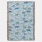 Dinosaur Pattern Blue Deken (Voorkant Verticaal)