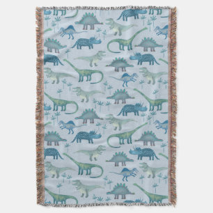 Dinosaur Pattern Blue Deken