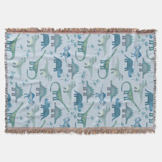Dinosaur Pattern Blue Deken (Voorkant)