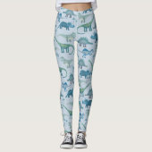 Dinosaur Pattern Blue Leggings (Voorkant)