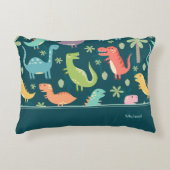 Dinosaur Pattern Blue Monogrammed Kind Boy Accent Kussen (Voorkant)
