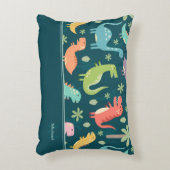 Dinosaur Pattern Blue Monogrammed Kind Boy Accent Kussen (Voorkant(Verticaal))