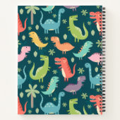 Dinosaur Pattern Blue Monogrammed Kind Boy Notitieboek (Achterkant)
