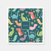 Dinosaur Pattern Blue Monogrammed Kind Boy Party Servet (Voorkant)