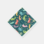 Dinosaur Pattern Blue Monogrammed Kind Boy Party Servet (Hoek)