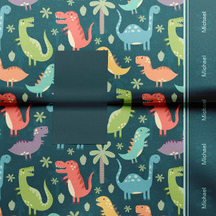 Dinosaur Pattern Blue Monogrammed Kind Boy Party Tissuepapier