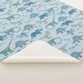 Dinosaur Pattern Blue Sherpa Deken (3/4)