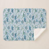 Dinosaur Pattern Blue Sherpa Deken (Voorkant (horizontaal))