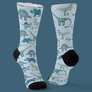 Dinosaur Pattern Blue Sokken