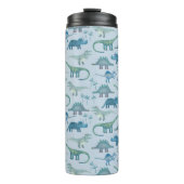 Dinosaur Pattern Blue Thermosbeker (Voorkant)