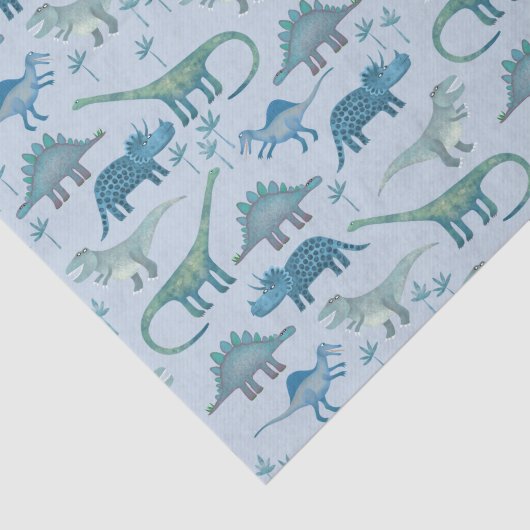 Dinosaur Pattern Blue Tissue Paper Tissuepapier (Detail)