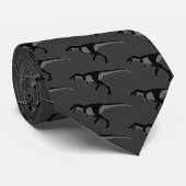 Dinosaur Pattern Charcoal Gray Necktie Stropdas (Opgerold)