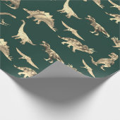 Dinosaur Pattern Green Cadeaupapier (Hoek)