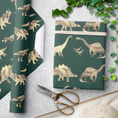 Dinosaur Pattern Green Cadeaupapier