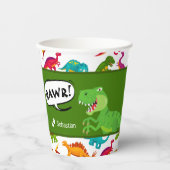 Dinosaur Pattern met Name T-Rex Birthday Party Papieren Bekers (Voorkant)