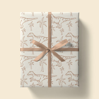 Dinosaur Pattern Modern Boy Dino Jungle Beige Cadeaupapier