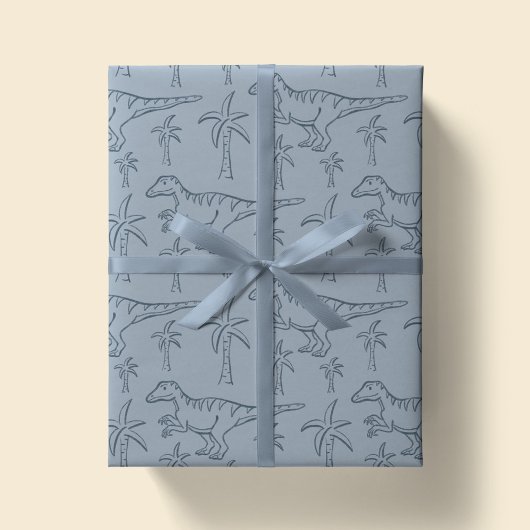 Dinosaur Pattern Modern Boy Dino Jungle Sage Green Cadeaupapier