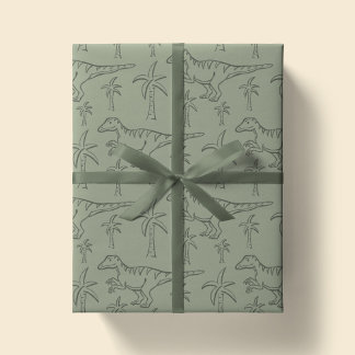 Dinosaur Pattern Modern Boy Dino Jungle Sage Green Cadeaupapier