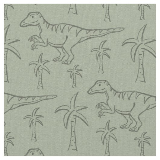 Dinosaur Pattern Modern Boy Dino Jungle Sage Green Stof (Close Up)