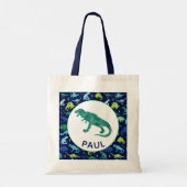 Dinosaur Pattern Persoonlijke Kinder T-Rex Tote Bag (Achterkant)