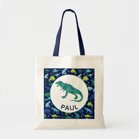 Dinosaur Pattern Persoonlijke Kinder T-Rex Tote Bag (Voorkant)