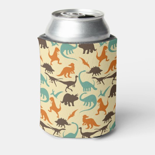 Dinosaur Pattern Silhouette Blikjeskoeler (Blikje Achterkant)