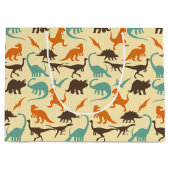 Dinosaur Pattern Silhouette Groot Cadeauzakje (Voorkant)