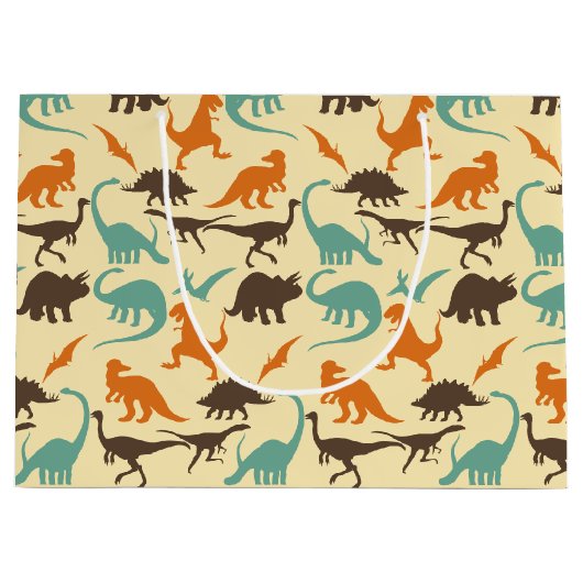 Dinosaur Pattern Silhouette Groot Cadeauzakje (Voorkant)